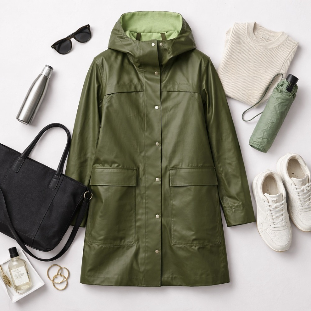 Lululemon | Into the Drizzle Jacket | Olive Green Hooded Rain Coat | Size 4